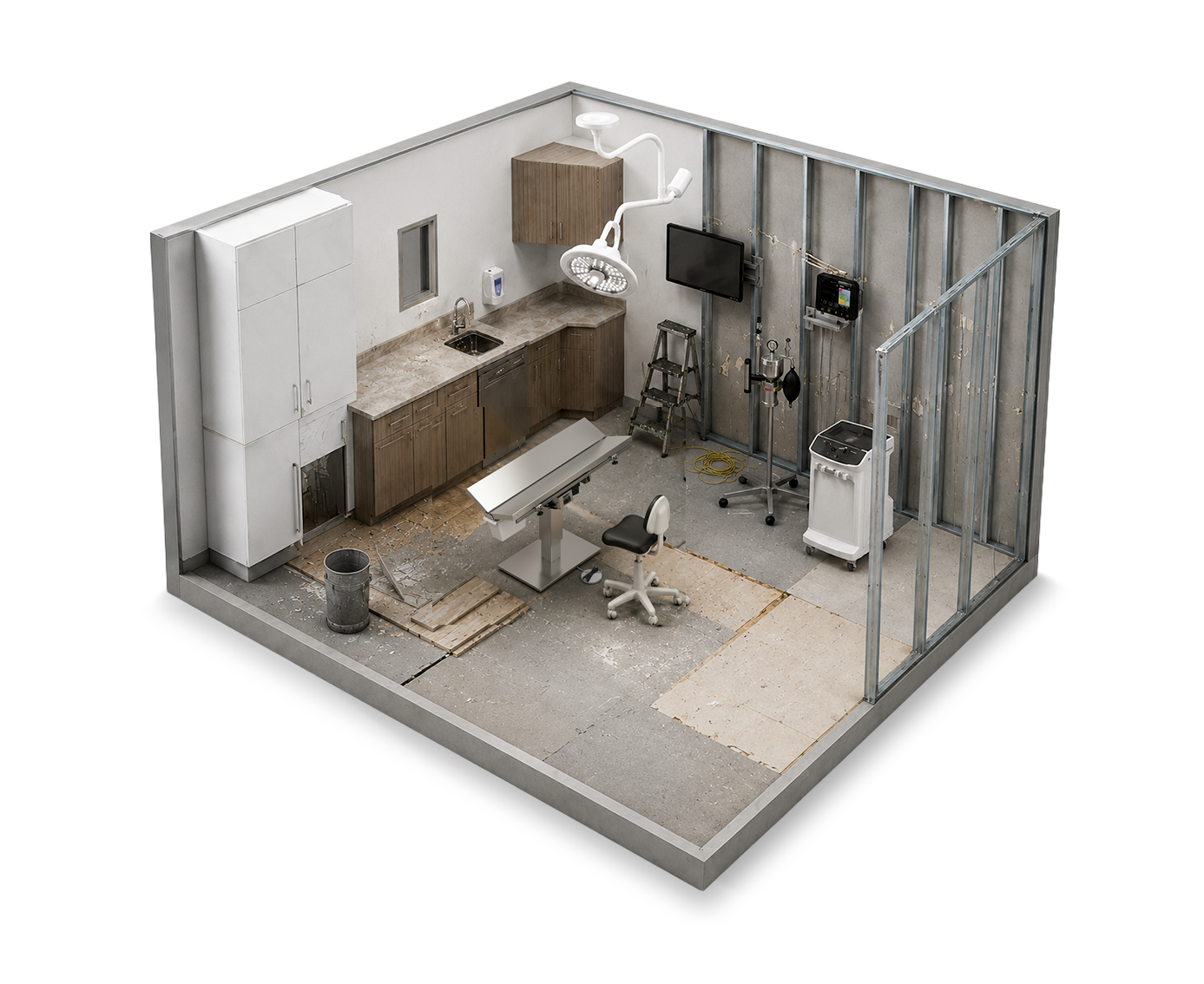 Veterinary room remodel rendering