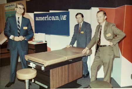 industrial equipment company at a trade show with new medical equipment