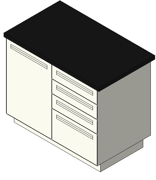 44in Island Exam-Treatment Table - 1 Door, 4 Drawer