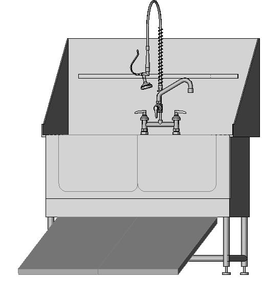 Midmark - 48in L Adjustable Height Grooming Tub with Backsplash