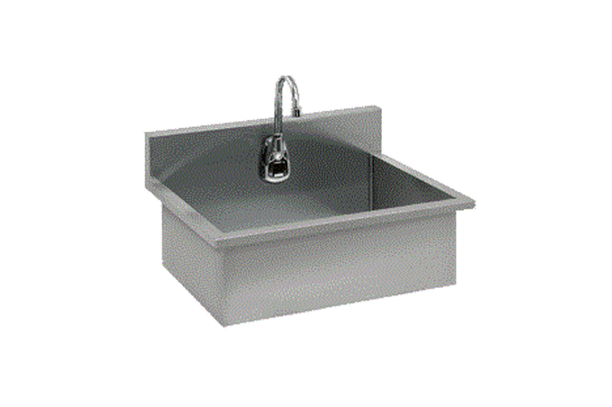Scrub-sink--infrared-faucet-and-mixing-valve