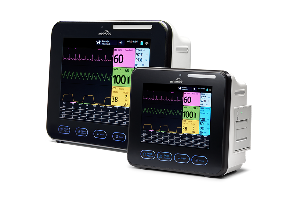 Midmark Multiparameter Monitor shown in 12 inch and 8 inch options