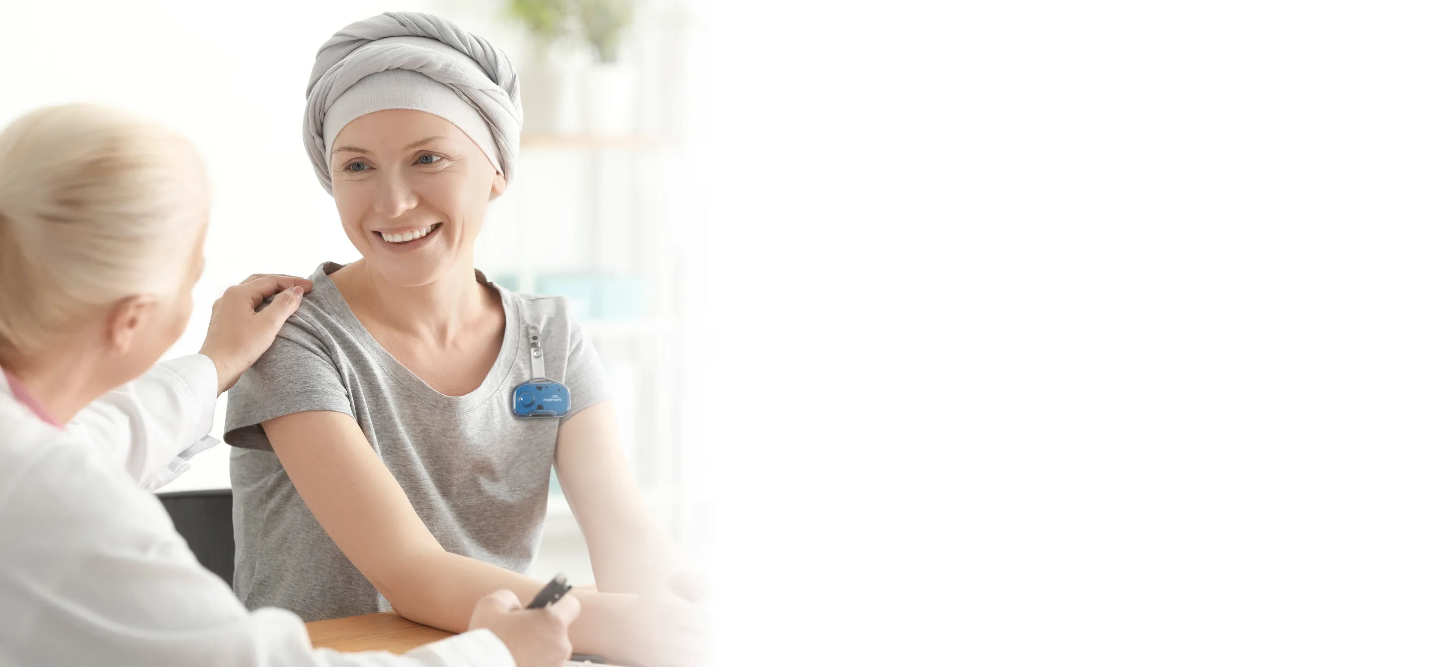 doctor and patient wearing midmark badges