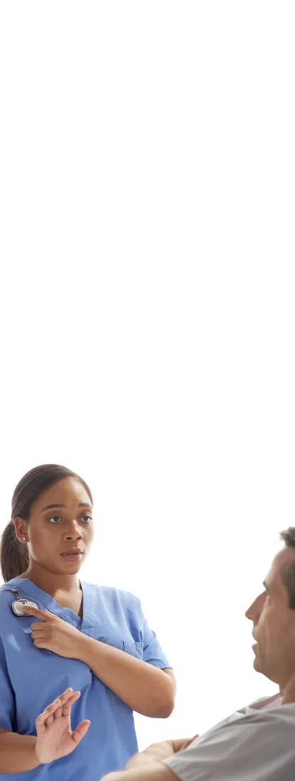 patient with nurse wearing midmark rtls badge