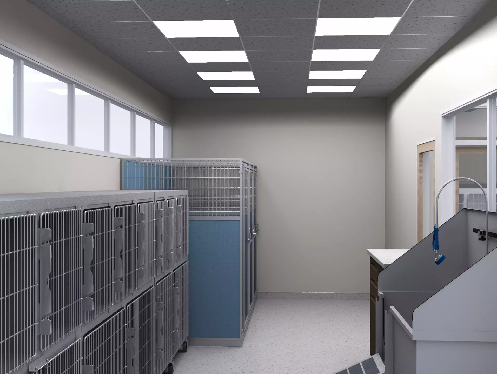 3d model of containment and grooming room