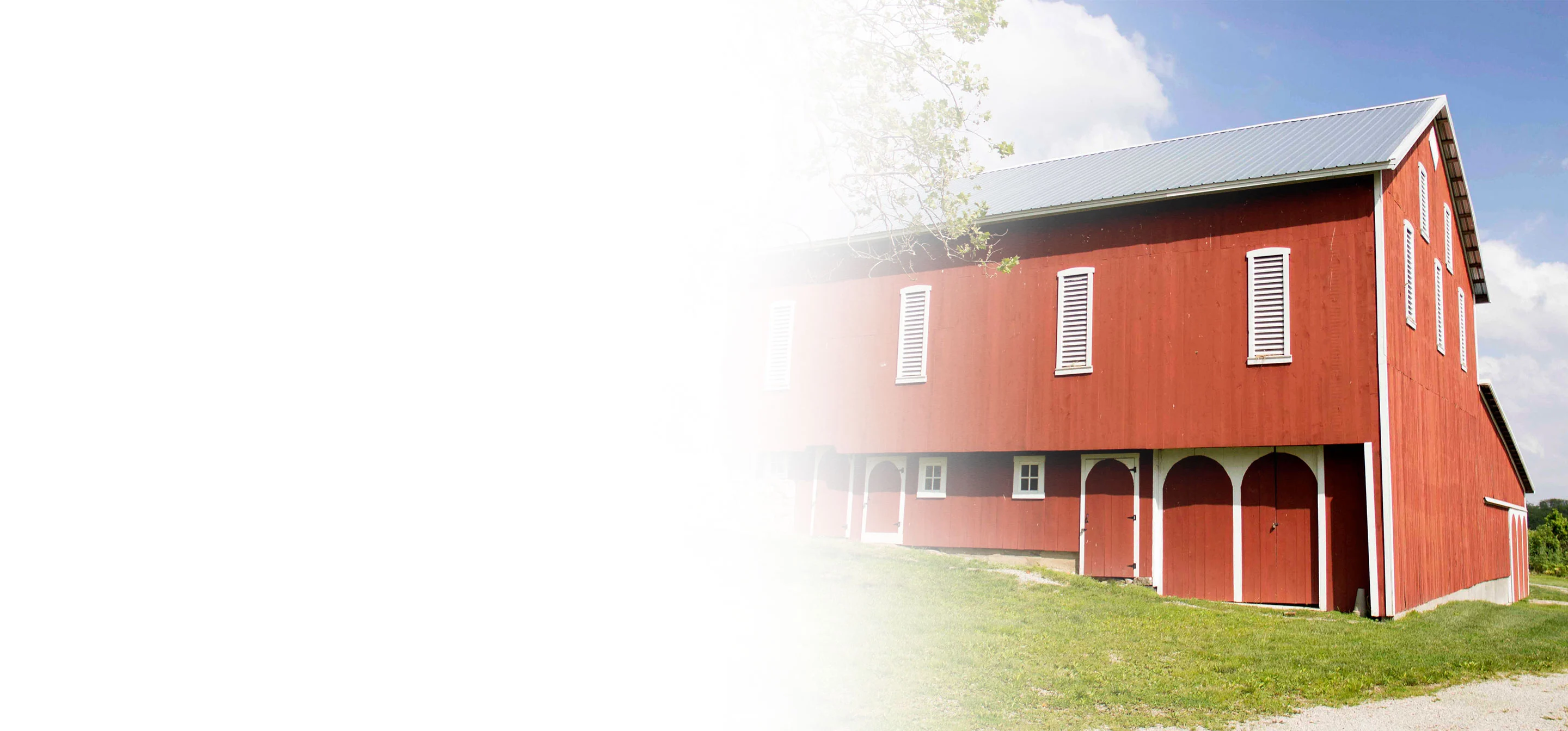 red and white barn