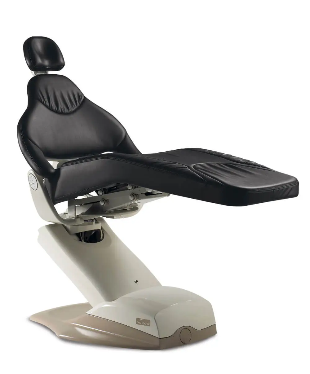 midmark ultratrim dental chair with black upholstery