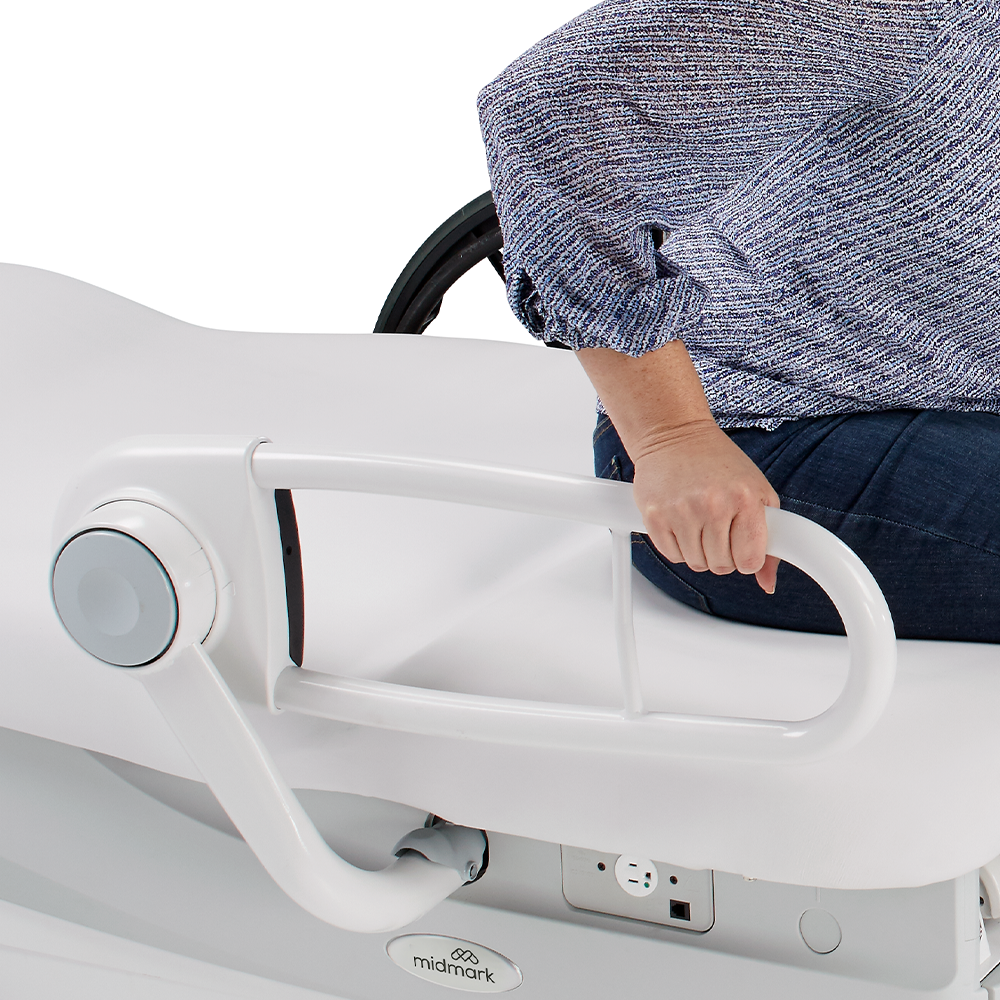 Patient using the Patient support rails on 626