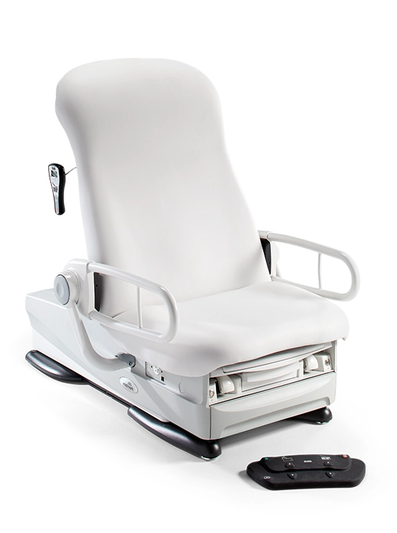 Exam chair shown with accessibility requirement hotspots