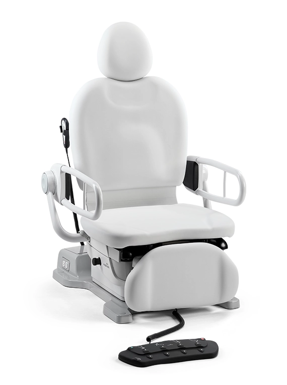 Procedure chair shown with accessibility requirement hotspots