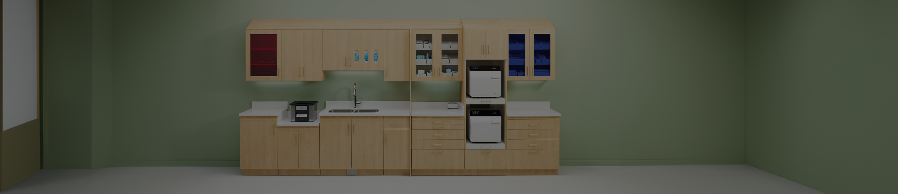 layout of midmark steam sterilizers and cabinetry