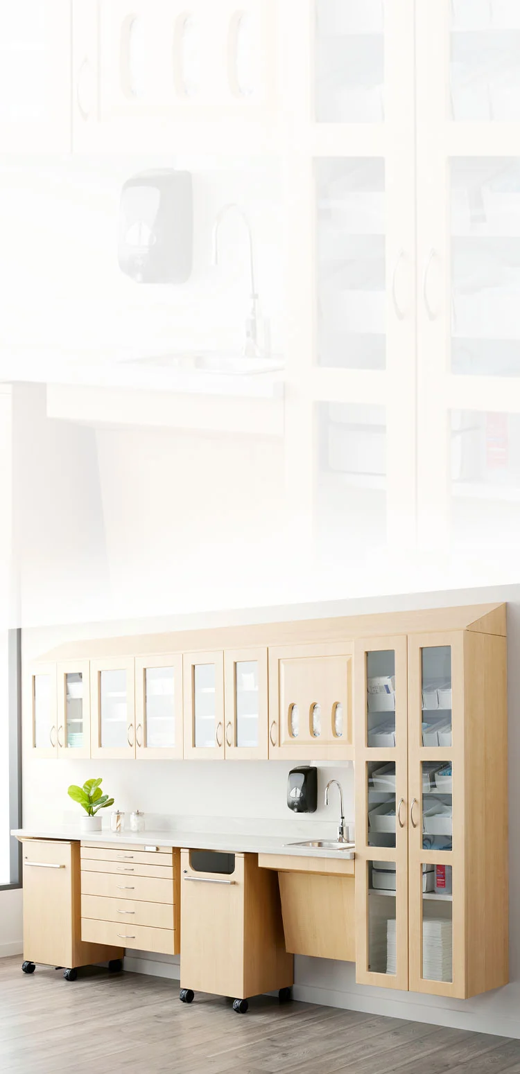 midmark cabinet and drawer layout in doctor's office