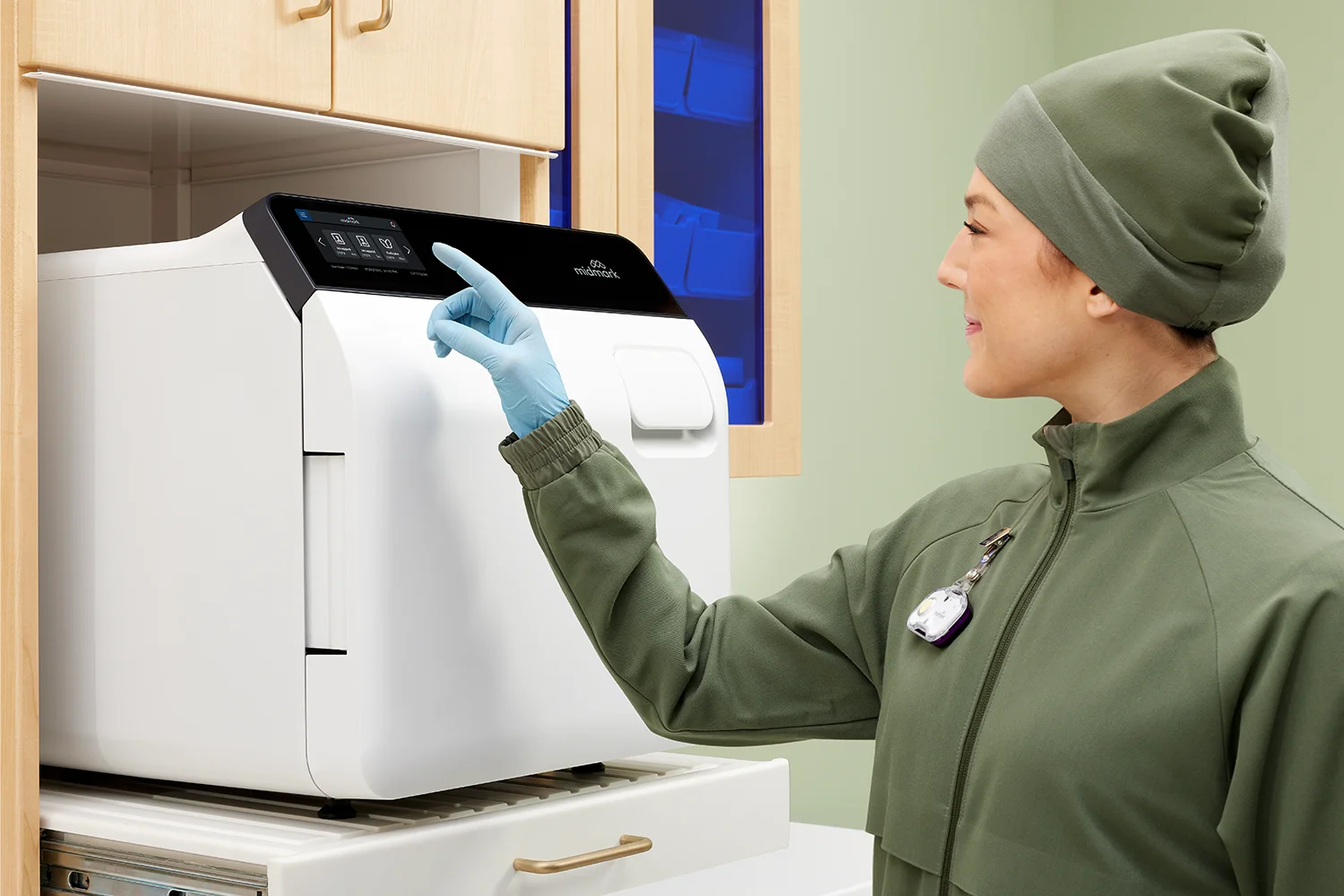 MA pressing controls on the sterilizer touch screen