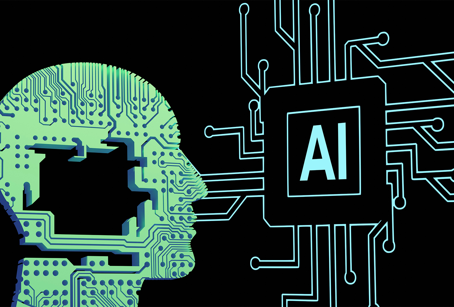 profile of head with technical ai