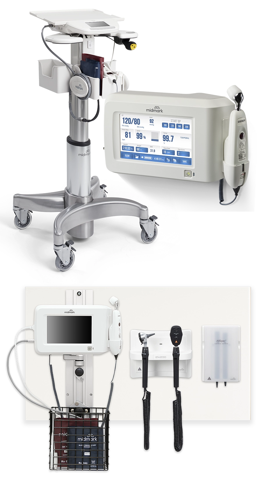 Vitals_Diagnostics IQvitals Zone, Digital Vital Signs Device and HEINE Wall Set Kit